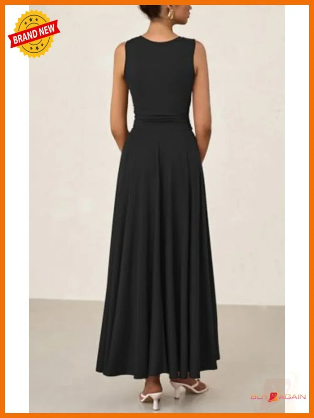 Womens Sleeveless Maxi Dress Flowy ALine Pleated Summer Tank Dress